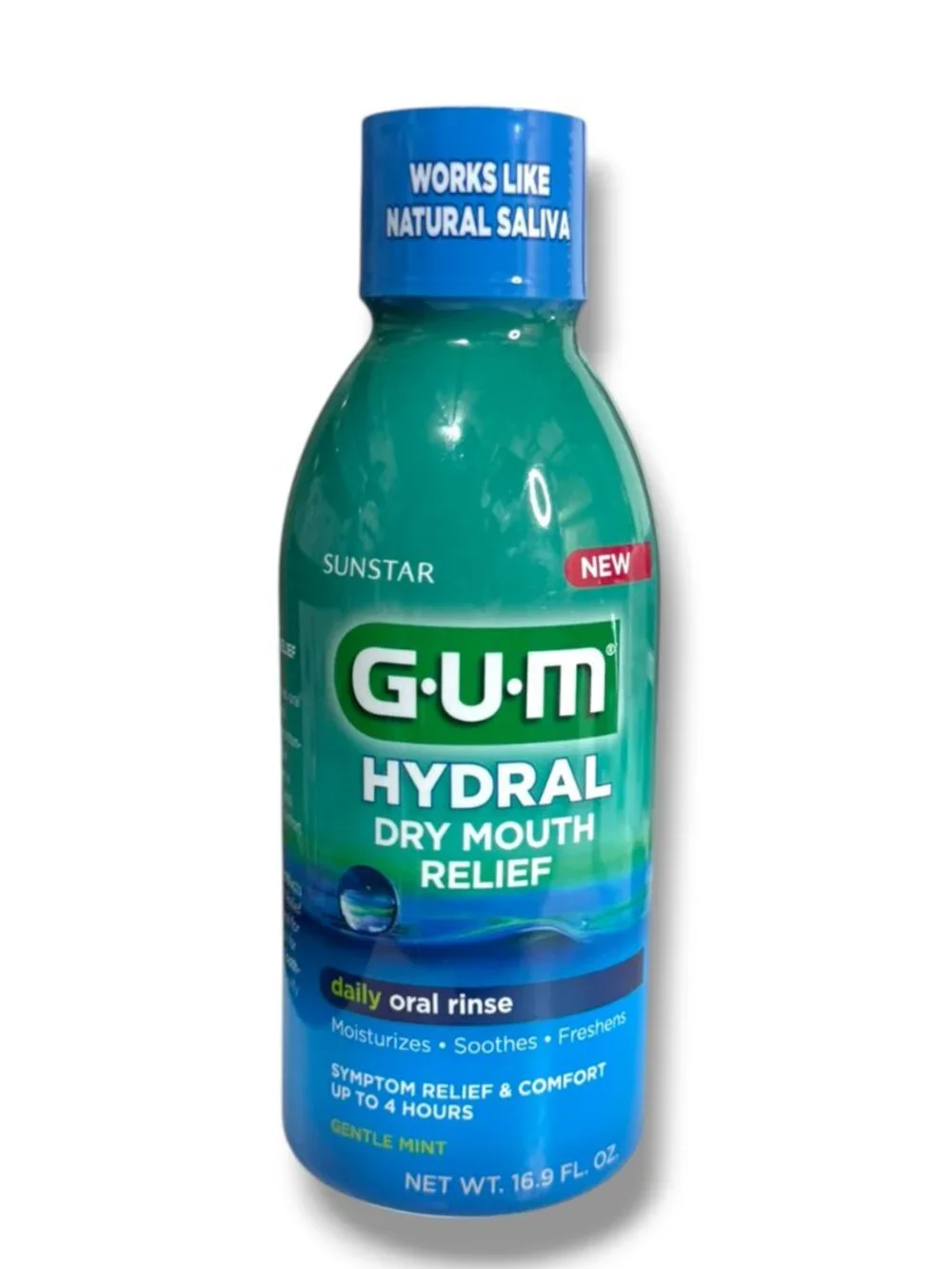 1 x GUM Hydral Dry Mouth Relief Oral Rinse Mouthwash Gentle Mint 2022